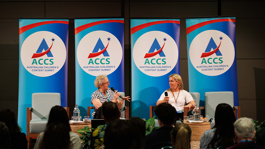 ACCS 2026 ACTF CEO Jenny Buckland with Emily Horgan at the Australian Children's Content Summit ACCS 2026